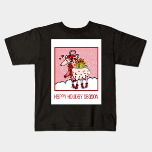 Christmas goat in the snow on a facemask Kids T-Shirt